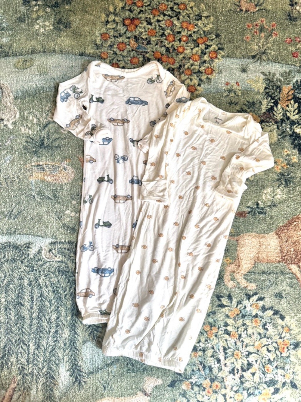 Carters set of 2  Purely Soft Baby Pajama Gowns. 3 Months